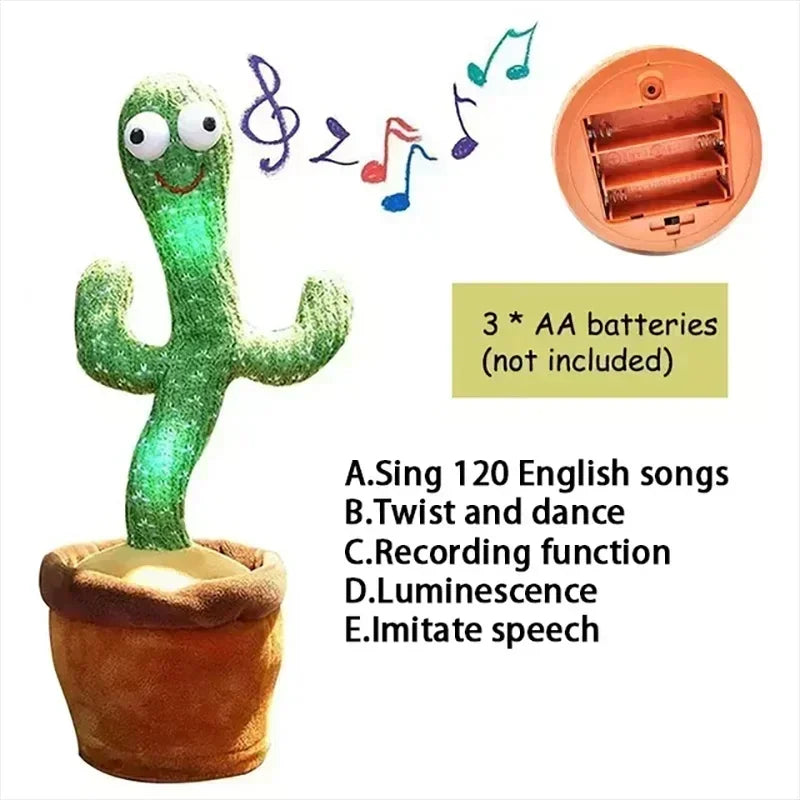 Sunshine Cactu Children's Electronic Plush Toy Dancing and Talking Cactu Children's Birthday Party Christmas Gift with 120 Songs