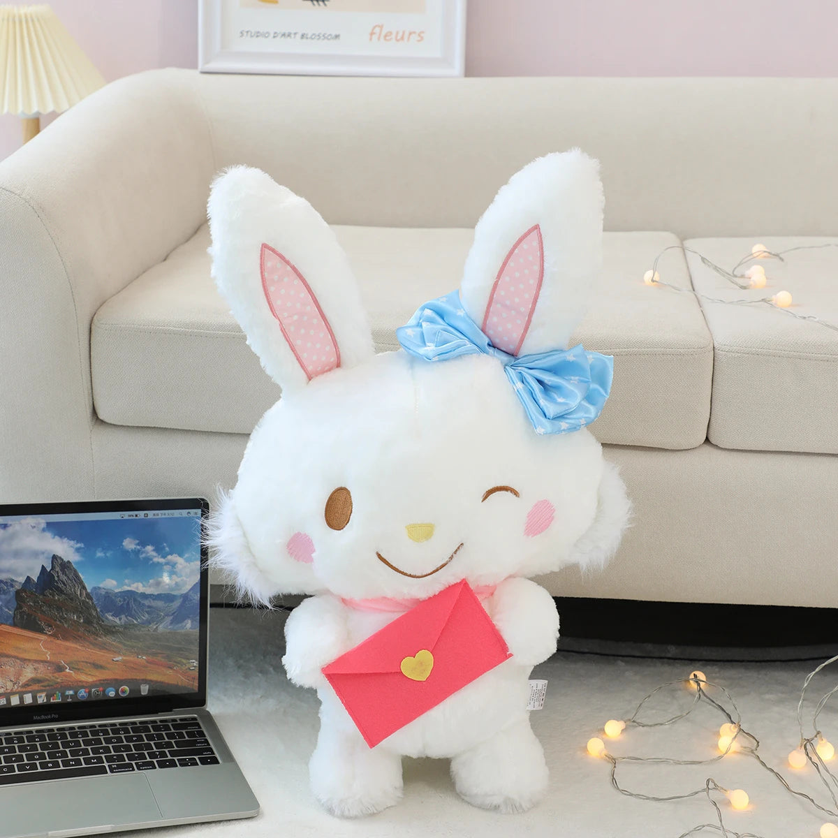 Sanrio Lovely Whit Bunny Plush Toy Stuffed Anime Wish Me Mell Plushies Culddy Doll Throw Pillow Sofa Bedroom Home Decor Gifts