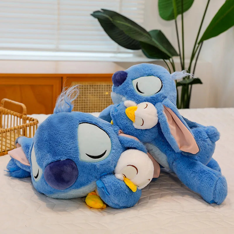 45cm Disney Stitch Plush Toys Anime Plushie Kawaii Hug Donald Duck Lying Pillow Stuffed Sleeping Doll Gift Kids Christmas