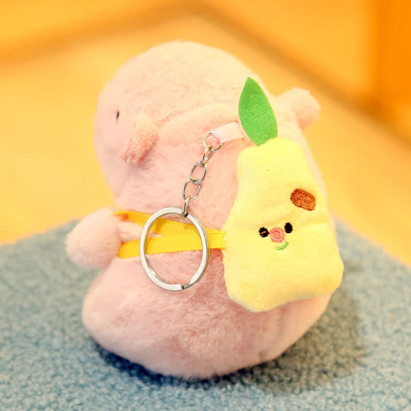 Cute Capybara Plush Toy Doll Keychain Stuffed Animals Capibara With Fruit Backpack Pendant Keyring Birthday Christmas Gift