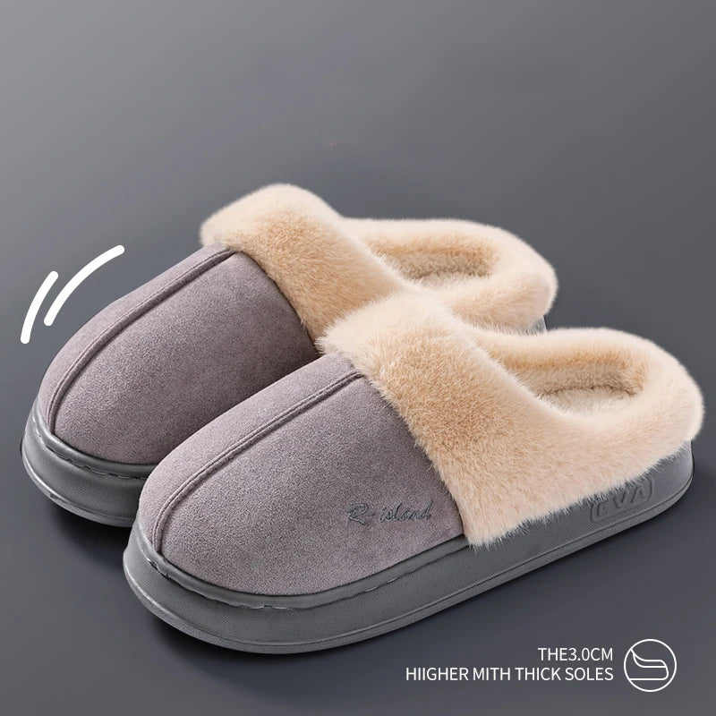 Platform Fluffy Slippers Women House Flats Fashion Plush Winter Designer Shoes Ladies Home Elegant Casual Footwear Big Size