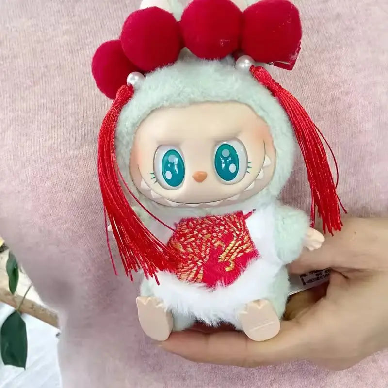 New Year Labubu Outfit for 17cm Mini Doll Chinese Style Matched Red Clothes Accessories Cos Gift Doll Pure Hand