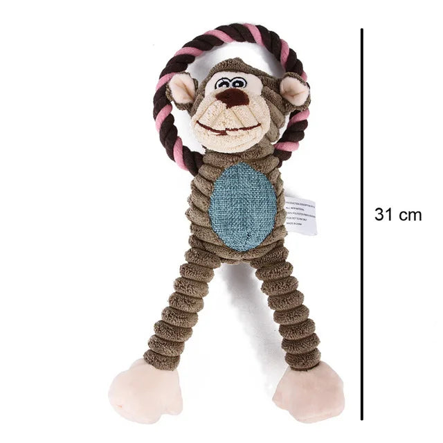 Dog Plush Toys Pet Squeaky Animal Toy Dog Bite-Resistant Clean Teeth Chew Toy Pet Supplies Interactive Toys Lion Elepant Monkey