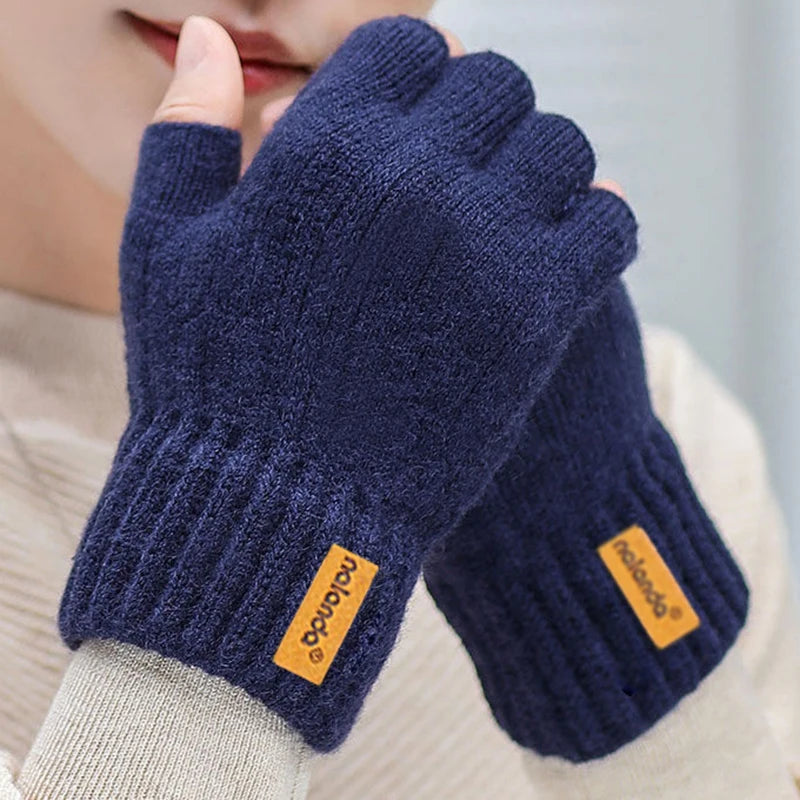 Fashion Winter Autumn Knitted gloves Warm Plush Fingerless gloves for men & Women outdoor sport touchscreen gloves