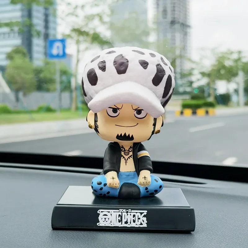 One Piece Luffy Zoro Sanji Bobblehead Toys Anime Figure Q Ver. Chopper PVC Car Decoration Collectible Handmade Model Xmas Gifts