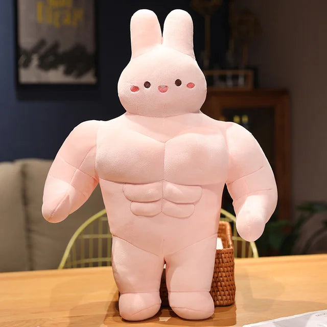 50-90CM Funny Strong Muscle Rabbit Plush Toys Humanoid Animal Pillow Stuffed Soft Vent Embrace Toys Cushion for Kids Kawaii Gift