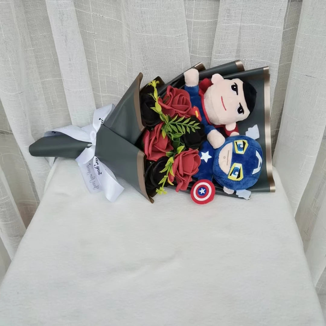 Man Spidermaned Plush Bouquet Movie Dolls Marvel Avengers Stuffed Hero Captain America Iron Christmas Valentine's Day Gifts