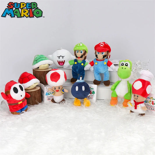 Kawaii Mario Luigi Plush Toys Keychain Koopa Troopa Bob-omb Yoshi Shy Guy Toad Triple Banana Anime Stuffed Peluche Dolls Pendant