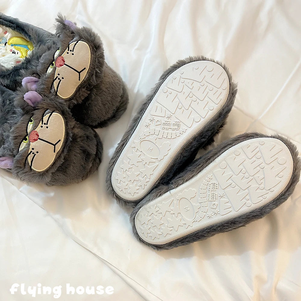 Lovely Disney Lucifer Cat Slippers Comfortable Indoor Home Shoes Kawaii Cartoon Anime Shoes Xmas Gifts for Autumn Winter Girl