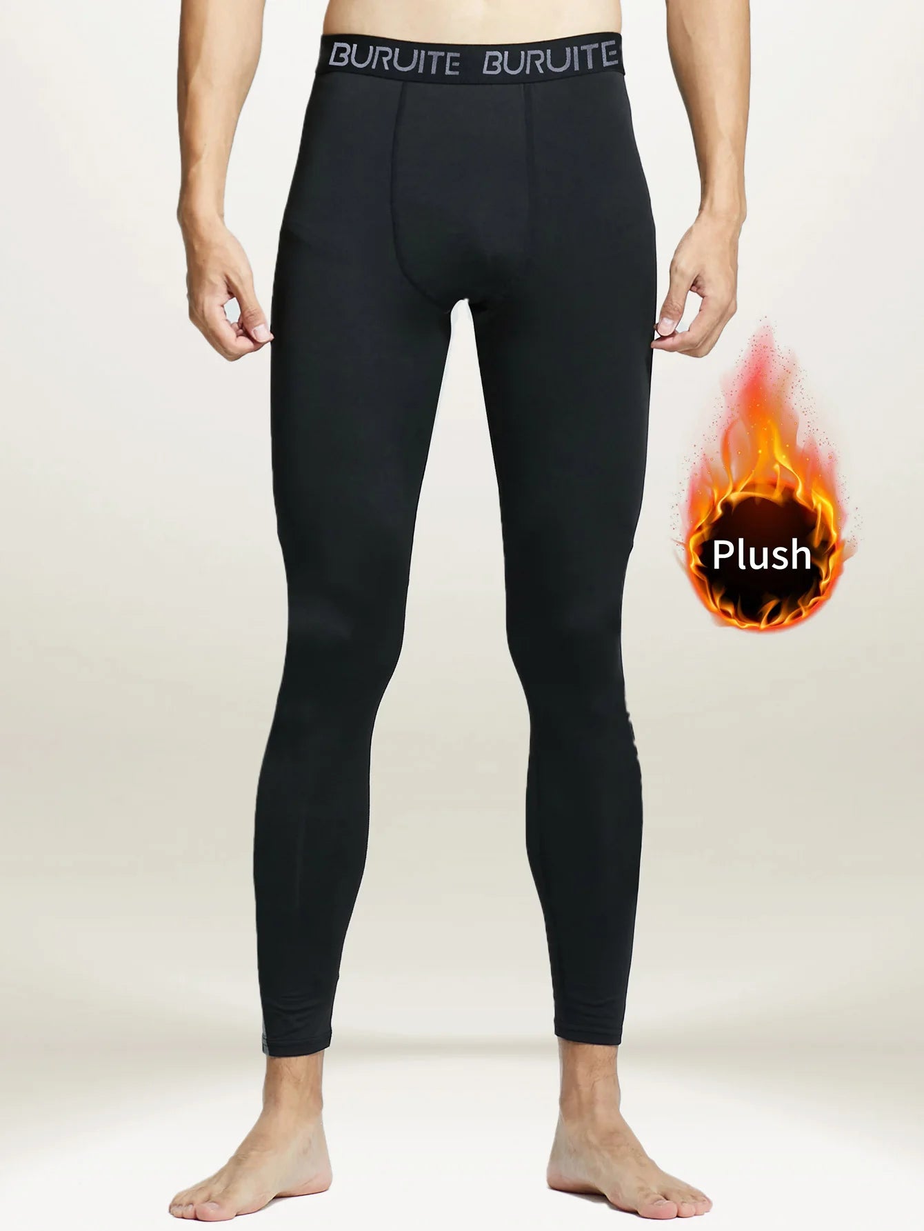 Warm Pants For Men With Plush And Thickened Autumn And Winter High Elasticity, Tight Fitting Sports Bottoms And Slim Fitting Pan