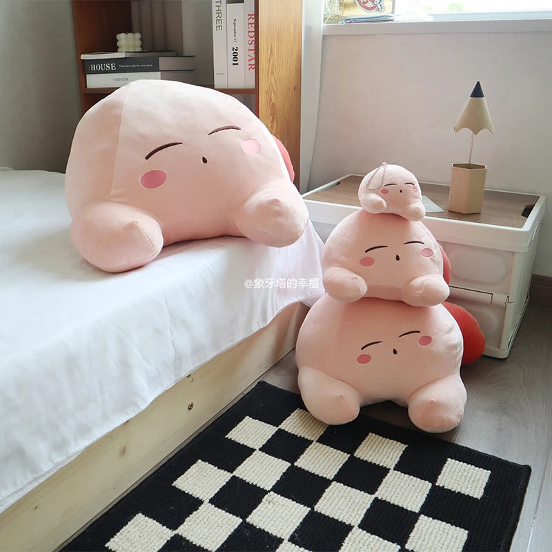 60cm Soft Cuddly Kirby Plush Toy Lovely Stuffed Anime Sleeping Kirby Plushies Throw Pillow Sofa Bed Girly Home Decor Xmas Gifts