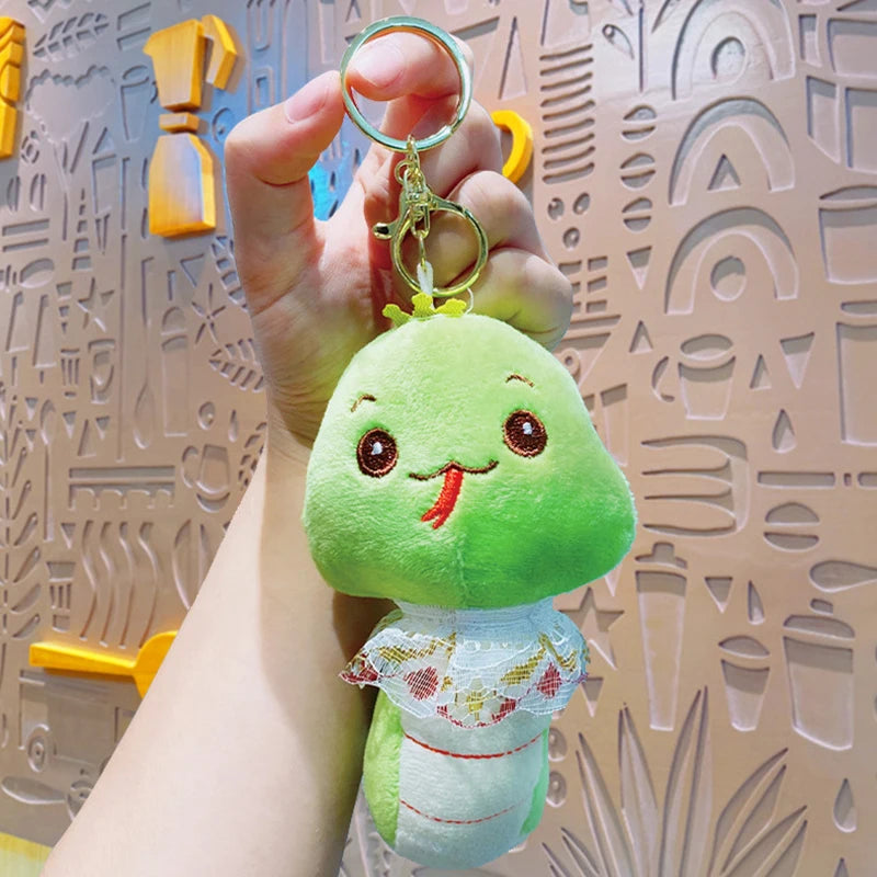 Cartoon Plush Q-Version Zodiac Snake Plush Keychain Pendant Stuffed Doll Lucky Mascot Gifts For Children Chinese New Year Decora