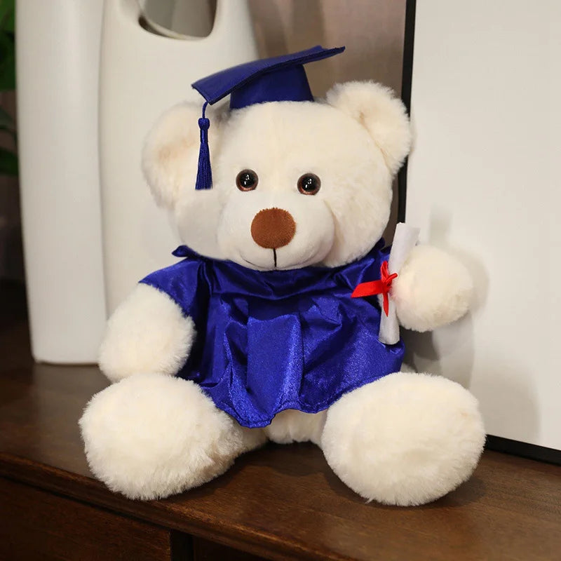 33cm High Quality Cute Graduate Dr. Bear Plush Toy Stuffed Teddy Bear Kawaii Toys for Kids Student Funny Graduation Gift