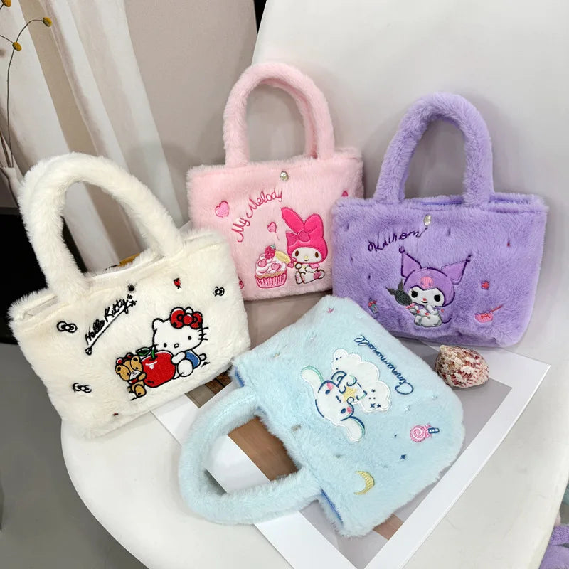 Sanrio Kuromi Plush Bag Melody Kitty Shoulder Bag Handbag Birthday Gift Female Accessories Peripheral Toys Movie Peripherals