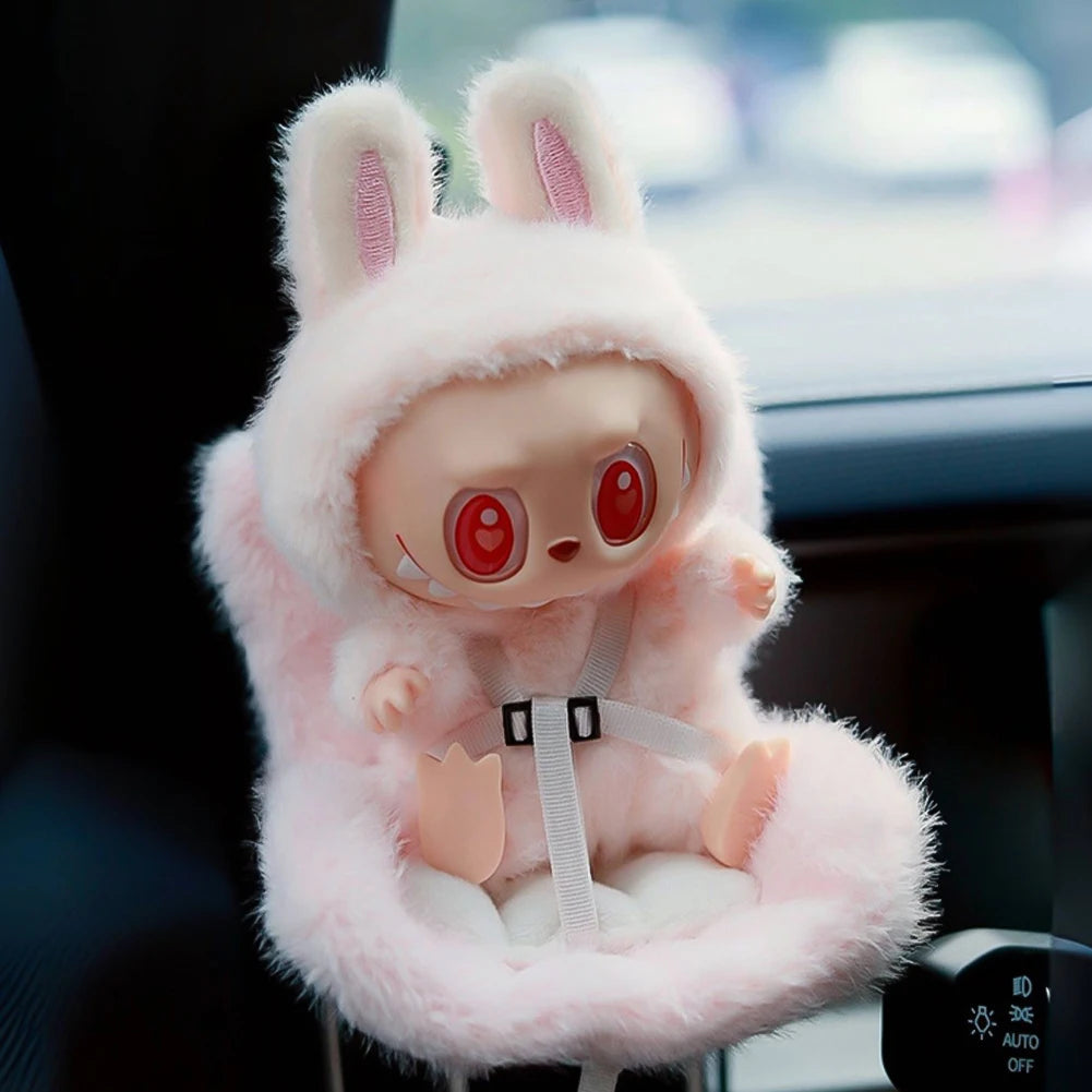 Cute Doll Car Safety Seat Car Air Outlet Decoration for 17cm labubu Car Interior Decoration Ornament