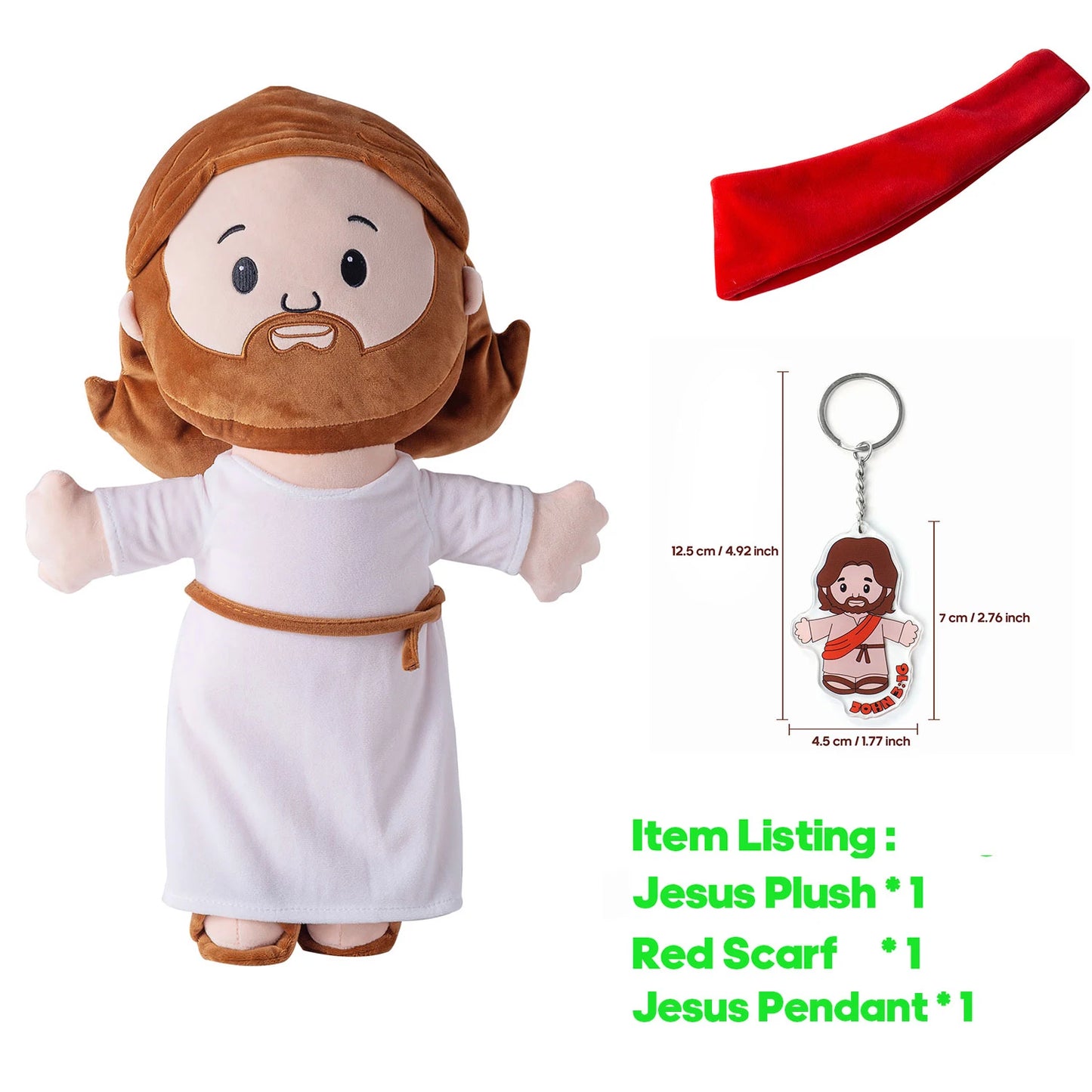 25cm/50cm Cartoon Jesus Pillow Stuffed Toy Bedside Sofa Cushion Christmas Gift Soft Plush Doll with Bible Pillow for Children