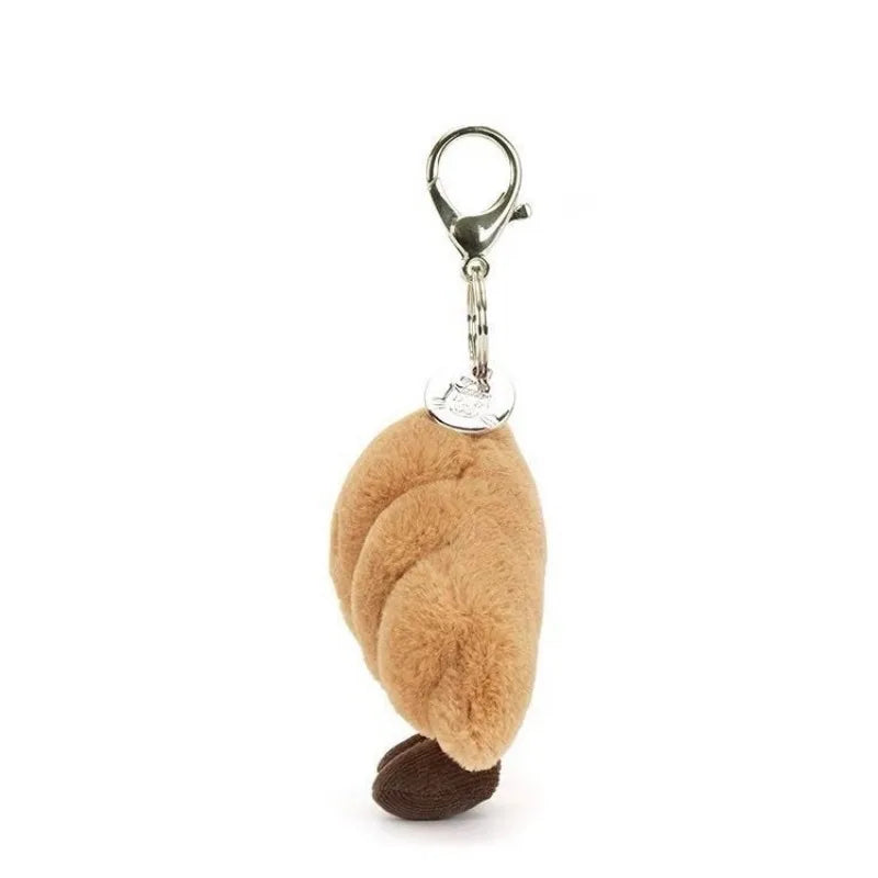 Simulated Croissant Plush Cute Car Keychain Girl Heart School Bag Pendant Couple Peripheral Couple Holiday Ornaments Anime