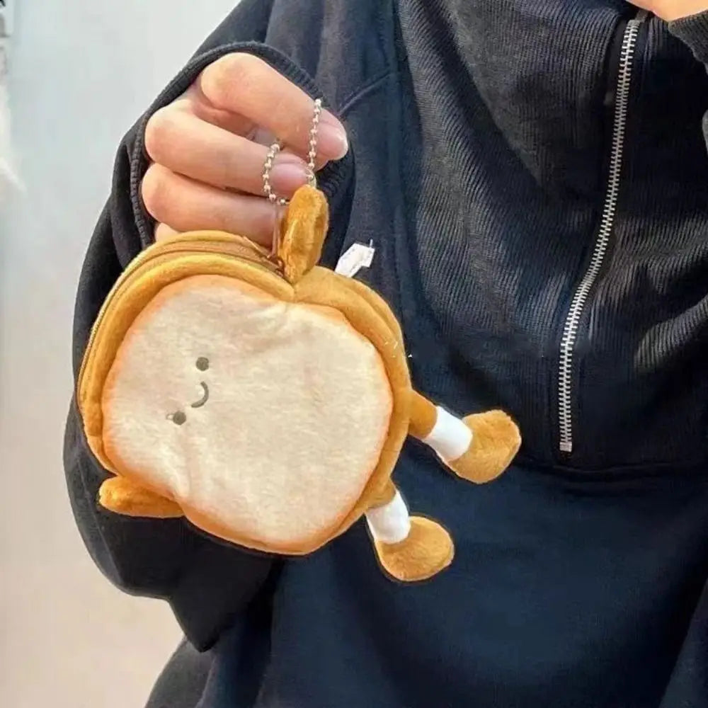 Cartoon Toast Bread Plush Toys Children Coin Purse Earphone Bag Coin Key Bag Doll Bag Pendant Birthday