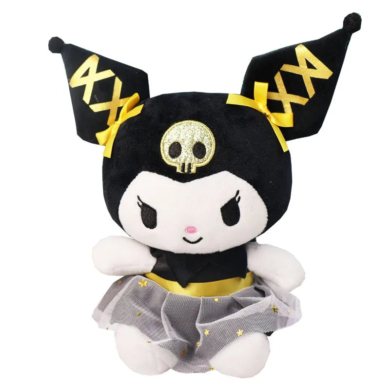 Kawaii 25cm Sanrio Jade Dog Kuromi Dressing Dolls Plush Toy Stuffed Animal Patung Dolls Birthday Gift for Girls Kids Boys