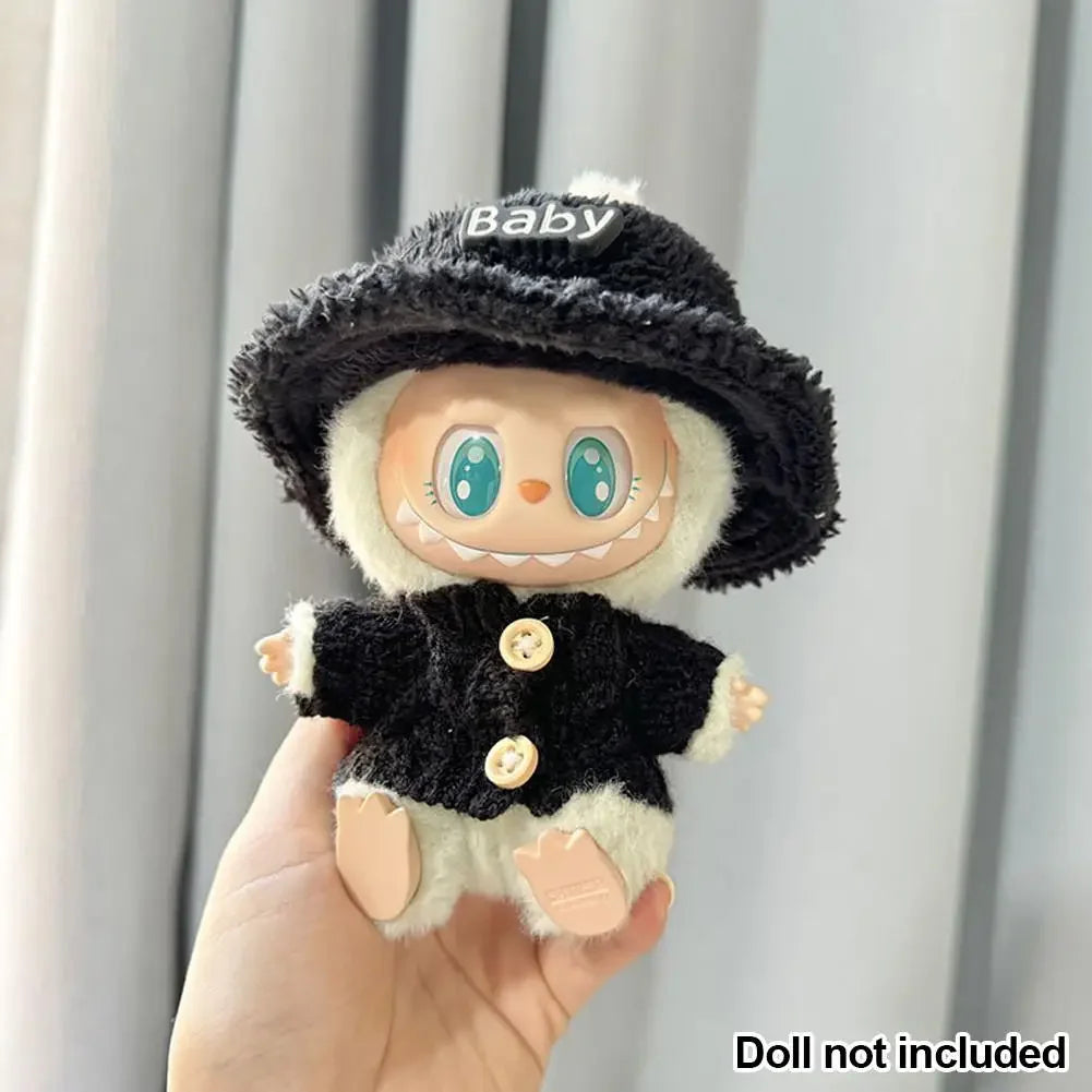 Cloth Only For 17 CM labubu winter outfit decoration Labubu V1 V2 clothes sweater hat for DIY decoration