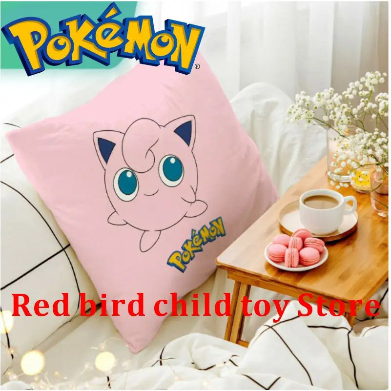 45X45CM Pokémon Pikachu Eevee Anime Short Plush Cute Cartoon Pillowcase Home Sofa Office Cushion Pillow Cushion Cover Wholesale