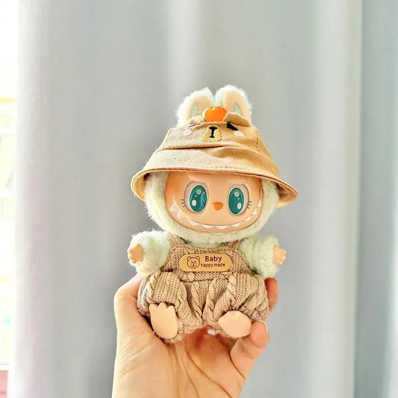 Mini Plush Doll'S Clothes Outfit Accessories For Korea Kpop Exo Labubu Idol V1 V2 bubble overalls hat Clothing Gift