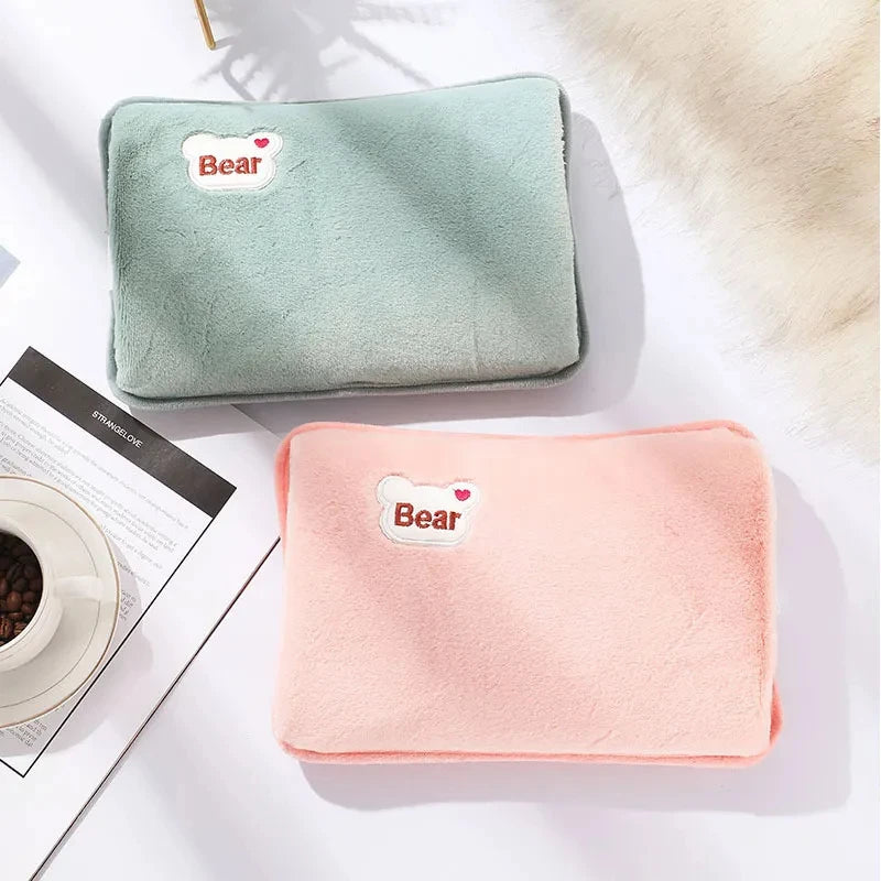 Electric Hot Water Bag Reusable Plush Hot Water Bottle EU Plug Charging Heating Water Bags Winter Warm Hand Pocket