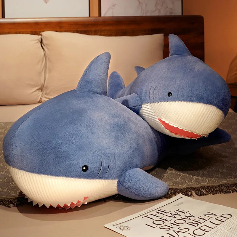 60-120cm Kawaii Giant Stuffed Animal Shark Big Plush Toy Large Super Soft Whale Doll Long Sleeping Pillow Festival Gift for Girl