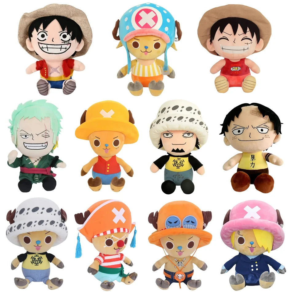 Japanese Anime 25cm One Piece Original Plush Toys CartoonFigure Luffy Chopper Ace Roronoa Zoro Cute Stuffed Doll Kids Xmas Gifts