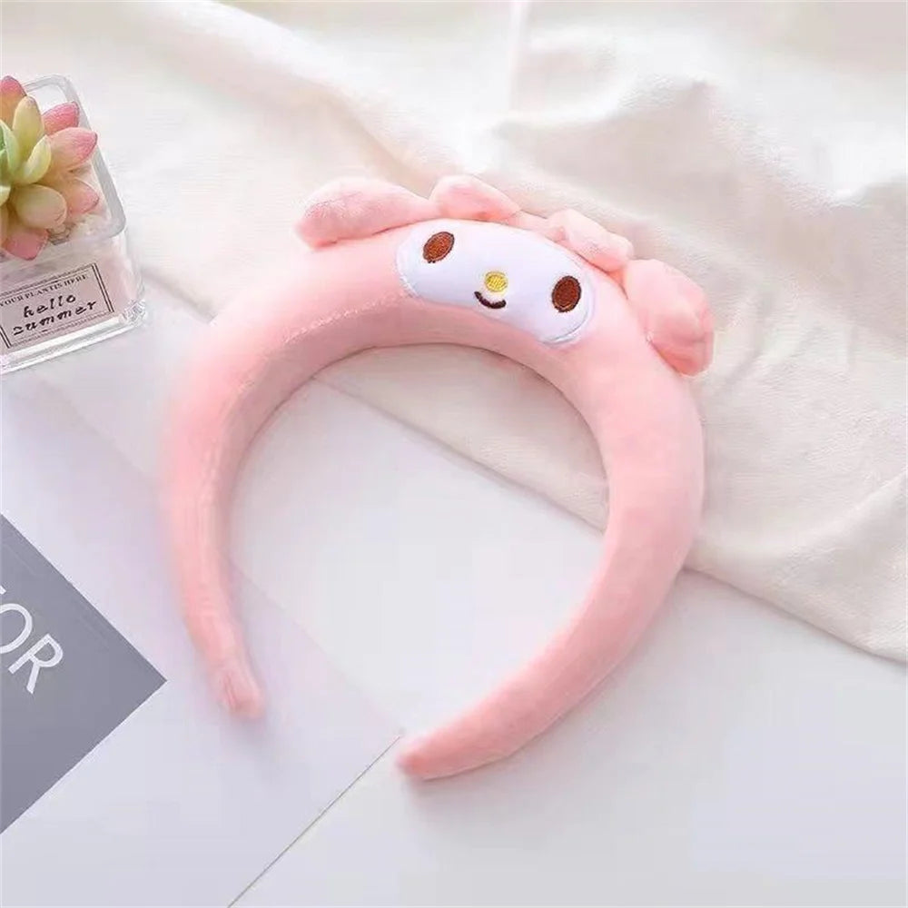 Sanrio Hair Hoop Kawaii Cinnamoroll Kuromi Headband Melody Pompompurin Plush Headdress Women Boutique Hair Accessories Headgear