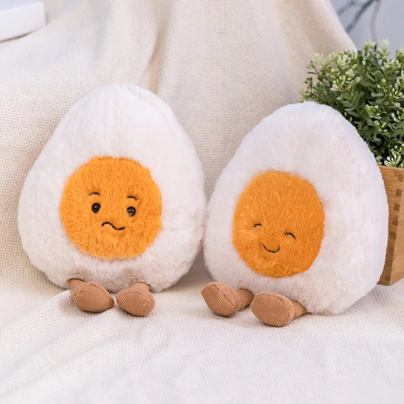 Furry Kawaii Soft Boiled Egg Plush Cuddly Plushies Doll Stuffed Food Long Plush Different Emotions Toys Home Decor Kids Gift