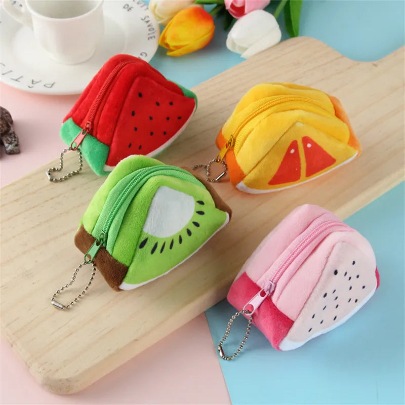 Cartoon Fruit Creative Plush Three-dimensional Coin Wallet Storage Bag School Bag Hanging Children's Holiday Gifts