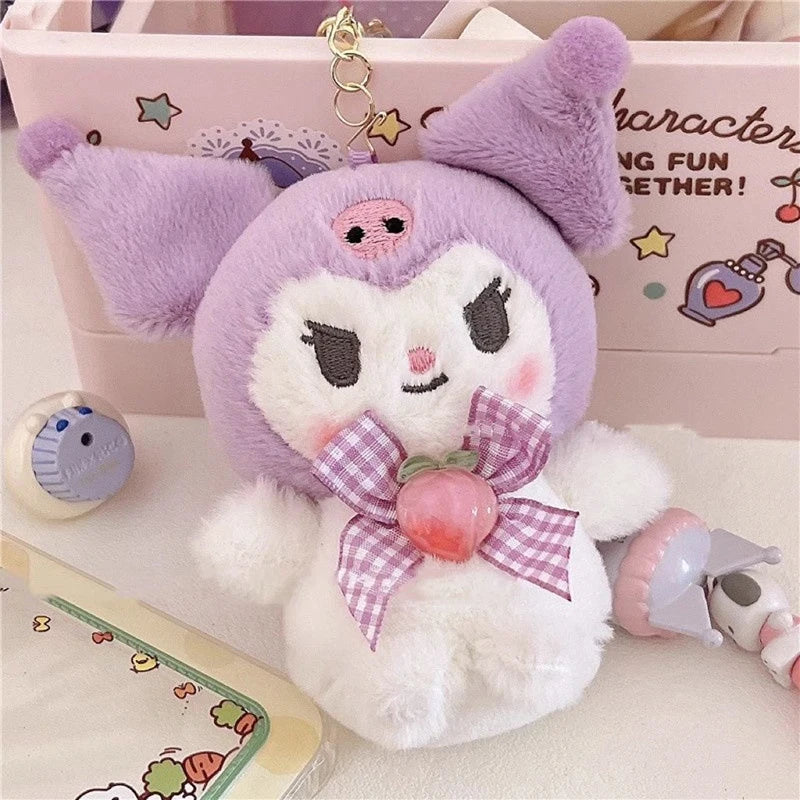 Kawaii Sanrio Plush Keychain Toy Hello Kitty My Melody Kuromi Cinnamoroll Cartoon Student Backpack Pendant Decoration Girl Gifts