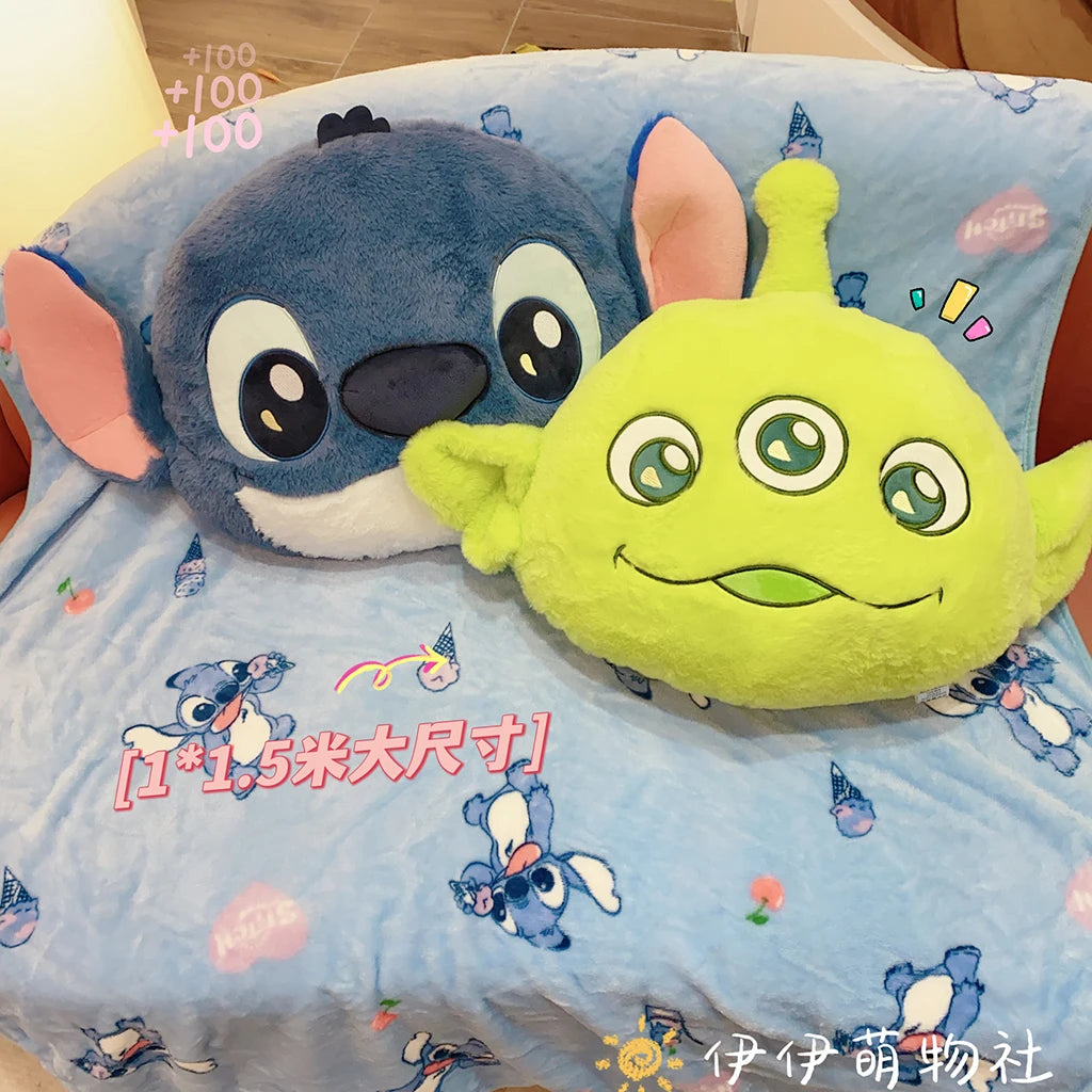 Kawaii Disney Stitch Plush Anime Stitch Plush Pillow Stitch Stuffed Alien Pillow Stitch Blanket Two In One Nap Blanket Girl Gift