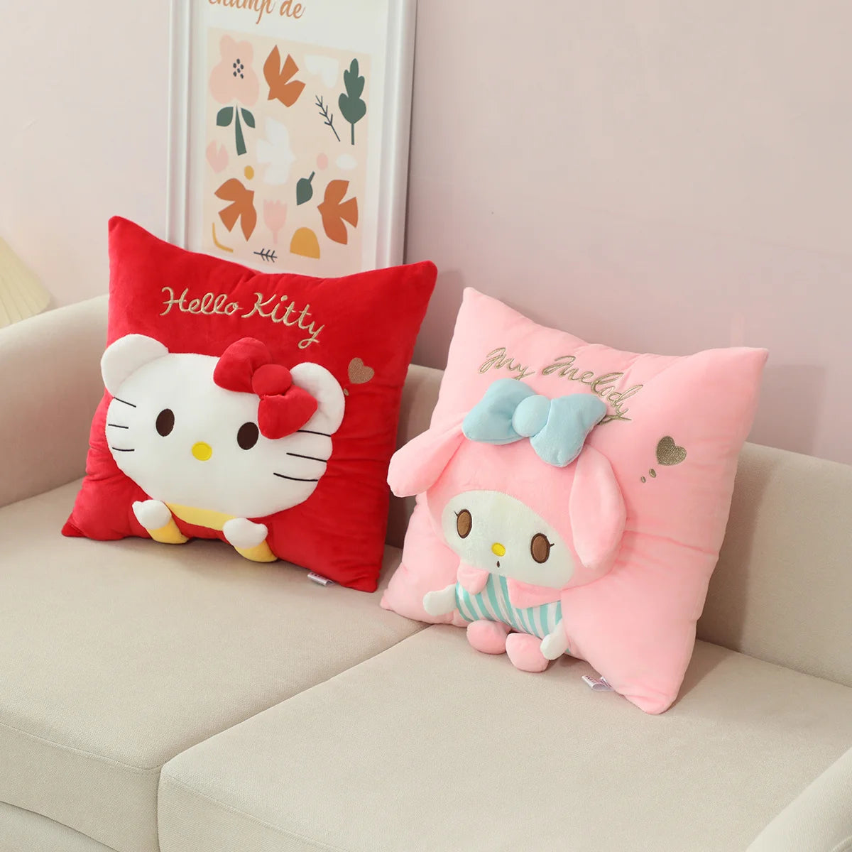 Lovely Sanrio Kuromi My Melody Hello Kitty Hangyodon Plush Pillow Melody Hello Kitty Pillow blanket Gifts For Girl