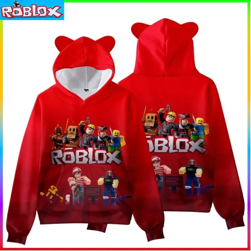 ROBLOX Children's Clothing Cat Ear Hooded Digital Printed Hooded Sweatshirt for Children Tiny Cottons Kids Winter 2024 Fantasy