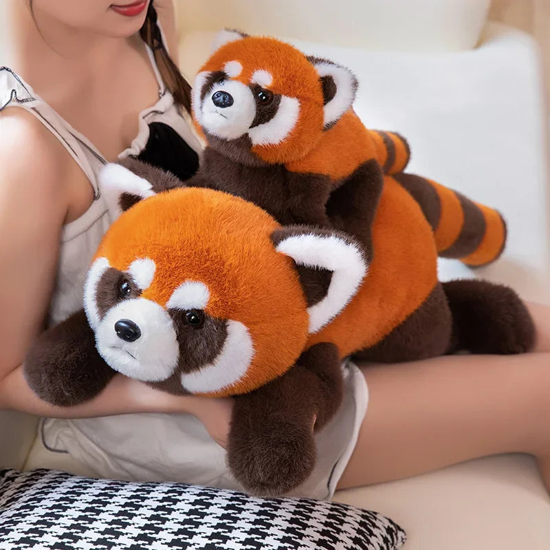 2 Styles Raccoon Plush Dolls Stuffed Toys Lifelike Red Fox Panda Pillows Cartoon Animals Toys Birthday Christmas Gift