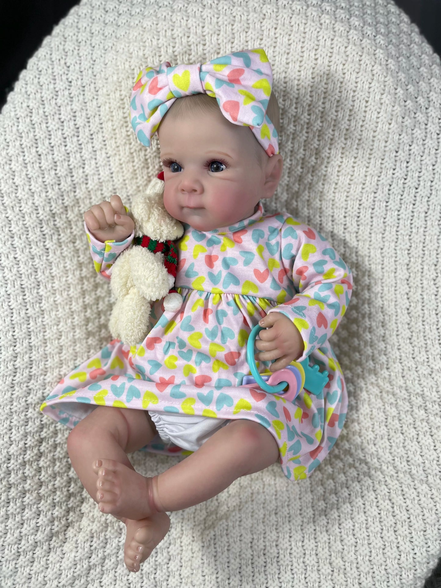 MRB 19 Inch Bettie Reborn Baby Doll Adorable Girl Vinyl Fabric Body Lifelike Painted Skin Art Collectible Doll Christmas Gift