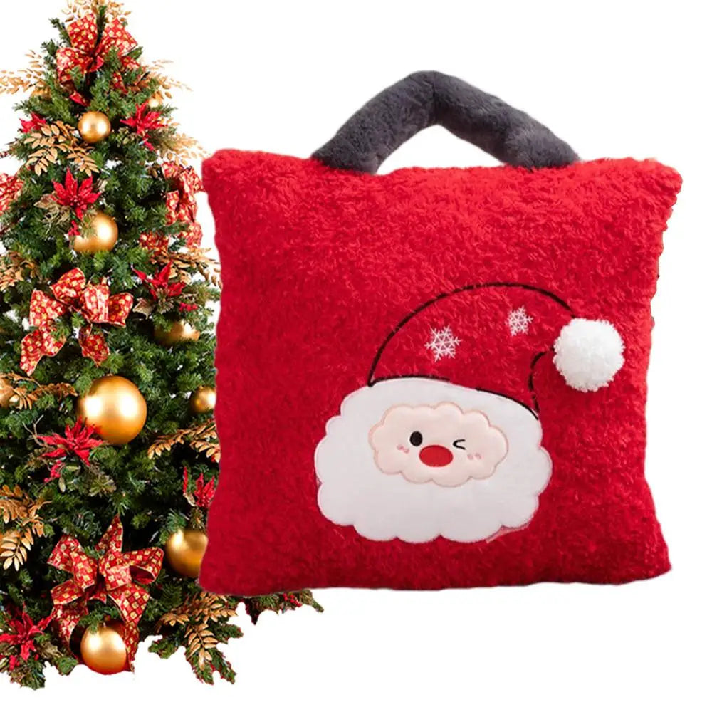 Winter Pillows Christmas Pattern Stuffed Throw Pillow 16x16 Inch Holiday Plush Pillow Santa Elk Christmas Tree Square Soft