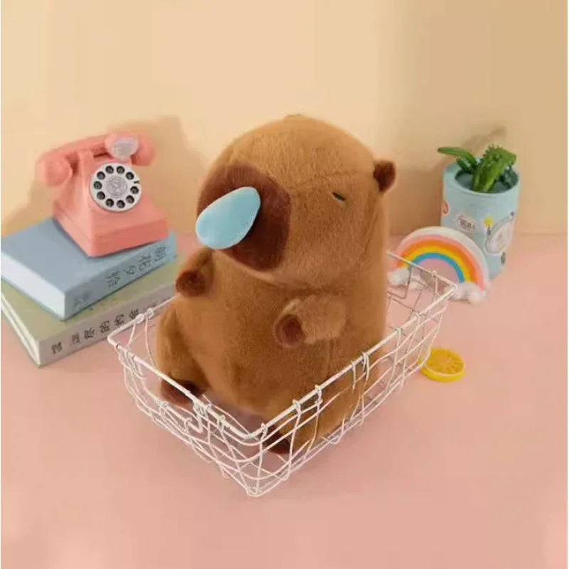 Capibala Giant Plush Doll Strawberry Hat Kawaii Animal Doll Capybara Plush Toy Children'S Kids Gift Soft Stuff Plushie Toy