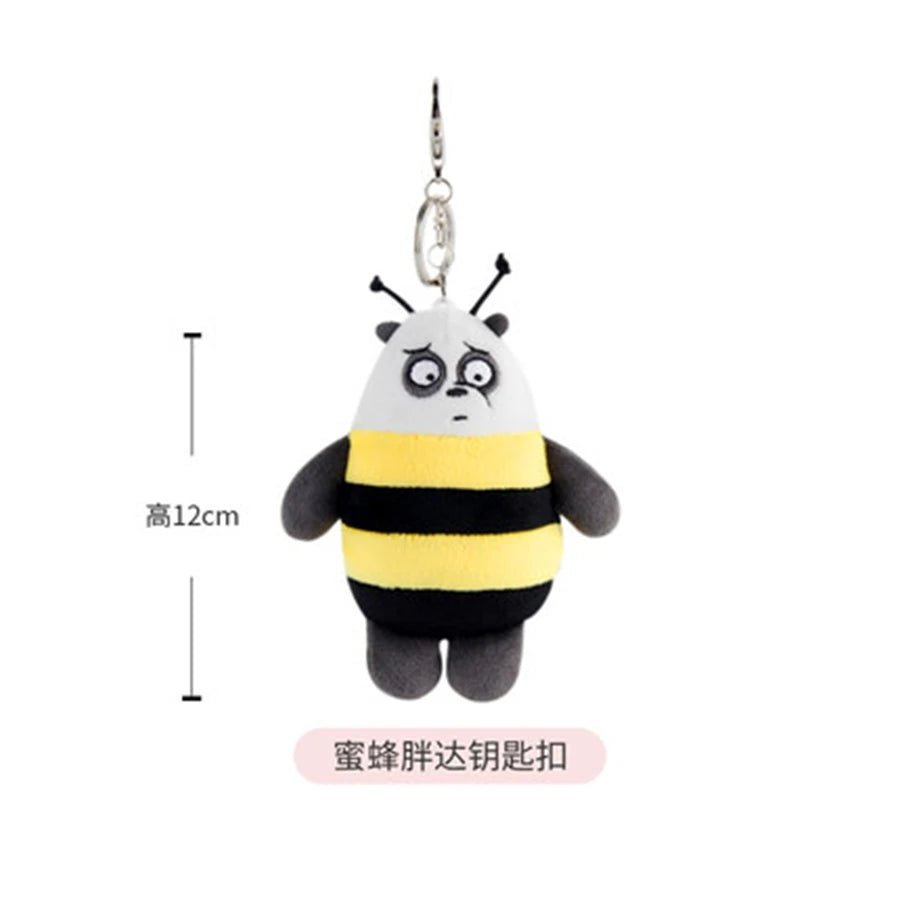 12cm We Bare Bears Anime Plush Keychain Toys Pendant Grizzly Panda Ice Bear Key Ring Stuffed Dolls Plushies Gifts