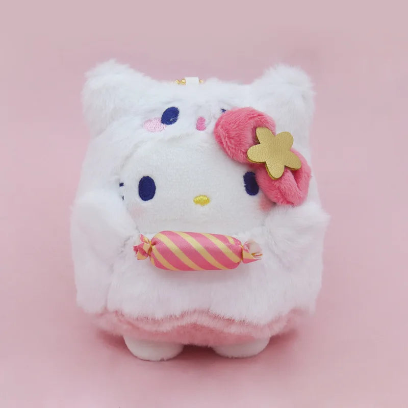 Sanrio Cute Plush Doll Candy Hello Kitty Car Keychain Cinnamoroll Children's School Bag Pendant Anime Peripheral Holiday Gift