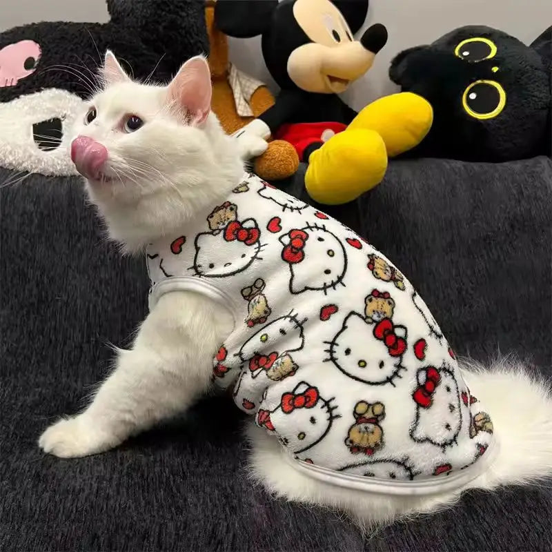 New Kawaii Hello Kitty Cat Sweater Costume Winter Warm Pet Clothes For Cats Pullover Mascotas Clothing Gatos Products For Animal