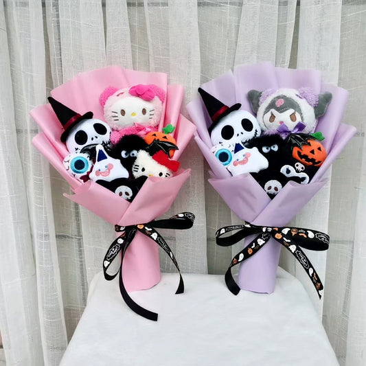 Halloween Animal Plush Bouquet Funny Toy Kuromi My Melody Hello Kitty Cinnamoroll Dolls Christmas and Valentine's Day Gifts