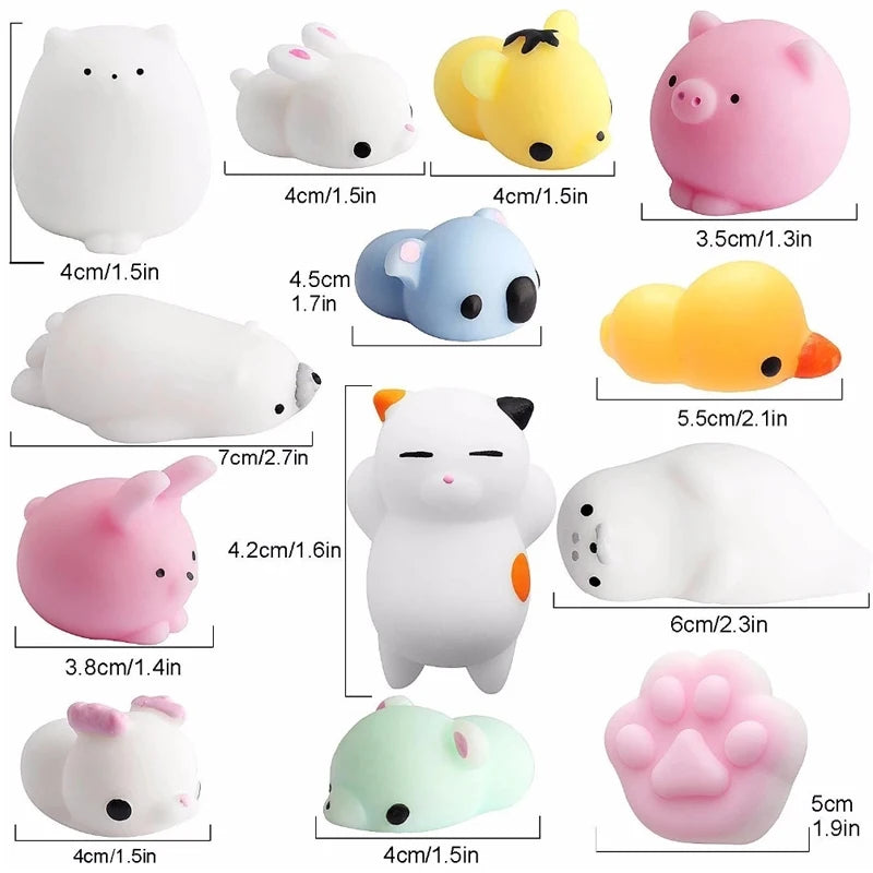 10Pcs Kawaii Mochi Squishy Animals