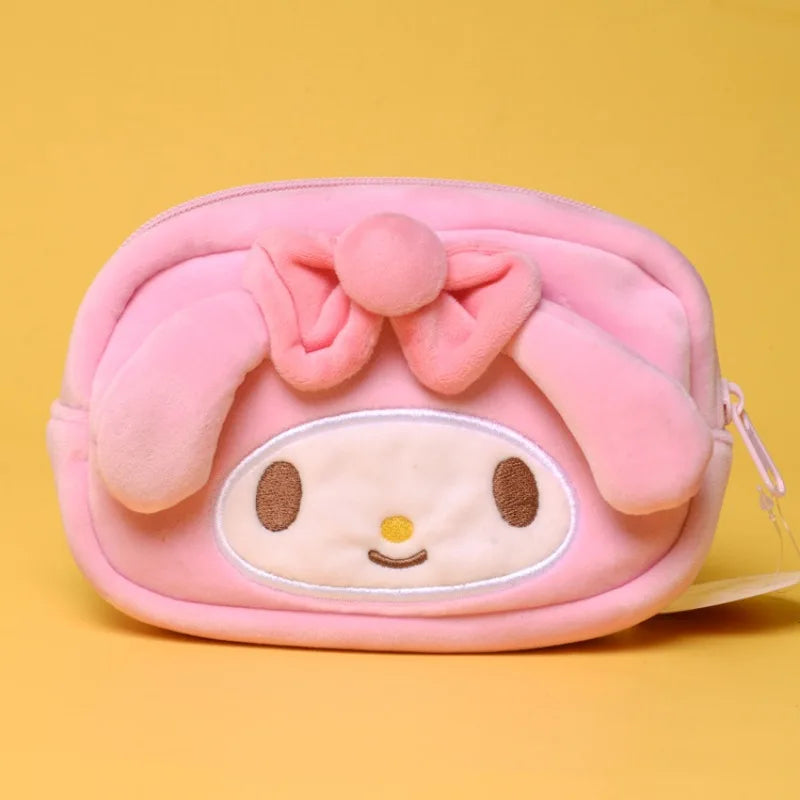 4 Pcs Japanese Sanrio Plush Toy Cosmetic Bag Melody Gemini Plush Doll Coin Purse Cell Phone Sundries Cinnamoroll Storage Bag