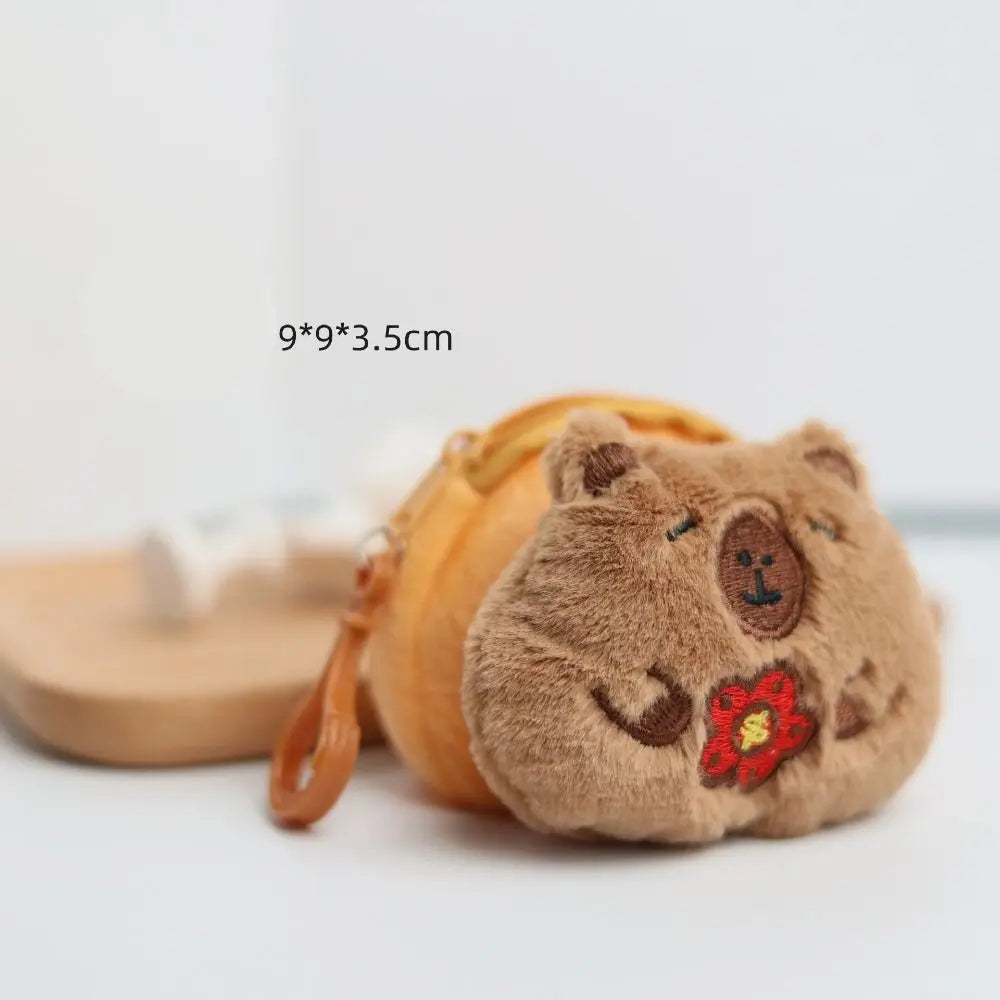 New Creative Capybara Anime Plush Coin Purse Fashion Kawaii Mini Coin Purse Round Cartoon Bags Pendant