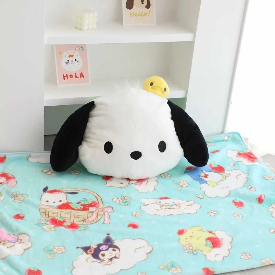 Cute Kuromi My Melody Cinnamoroll Pochacco Plush Toy Stuffed Cartoon Anime Soft Comfortable Hug Plushies Throw Pillow Blanket