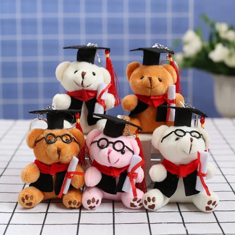 Cute Soft Bear With Bow Tie Plush Stuffed Keychain Cartoon Doll Toy Pendant For Women Girls Bag Ornament Car Key Chain Gifts