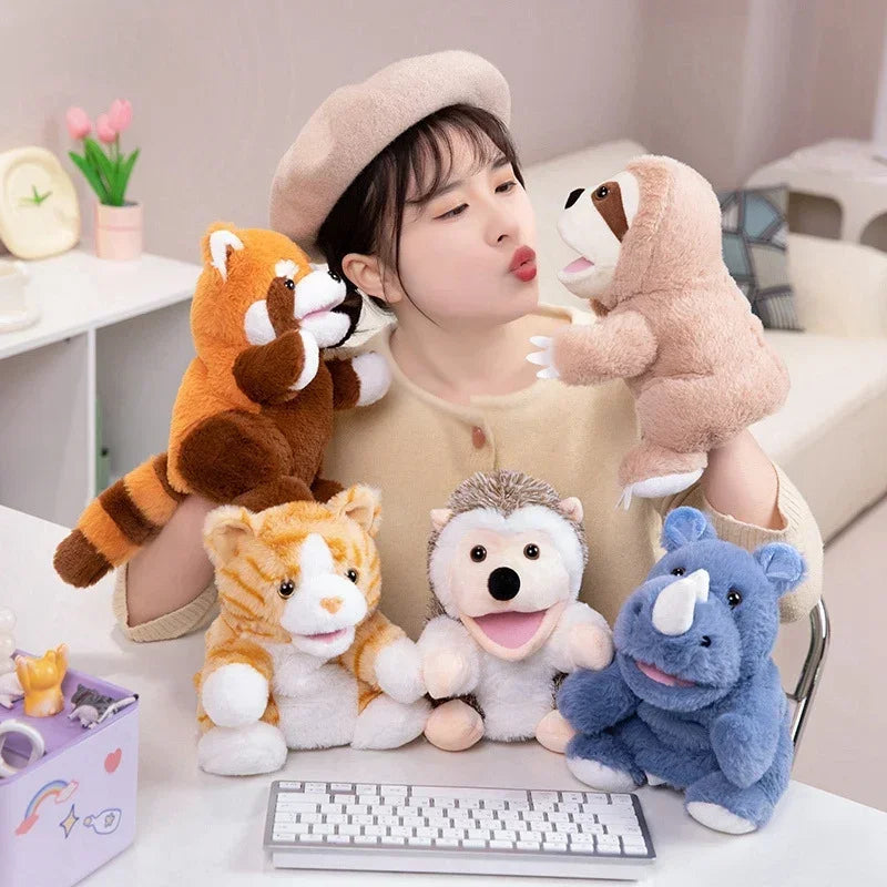 30 Styles Stuffed Plush Animals Toys Hand Finger Story Puppet Cute Dolls Educational Duck Lamb Cow Dog Horse Toys